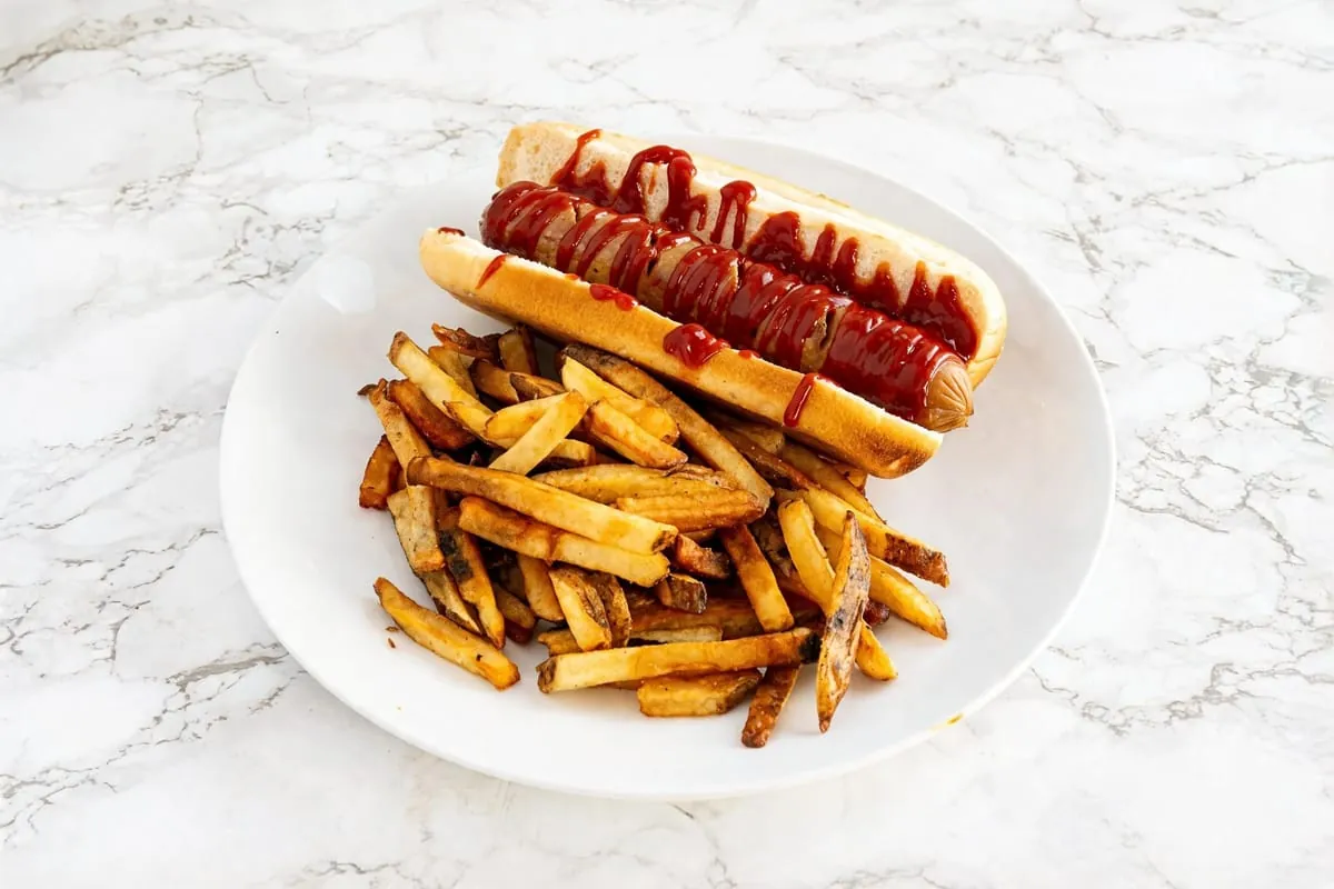 Kids hot dog and fries meal at Yallah Eat on Pembina Hwy, Winnipeg